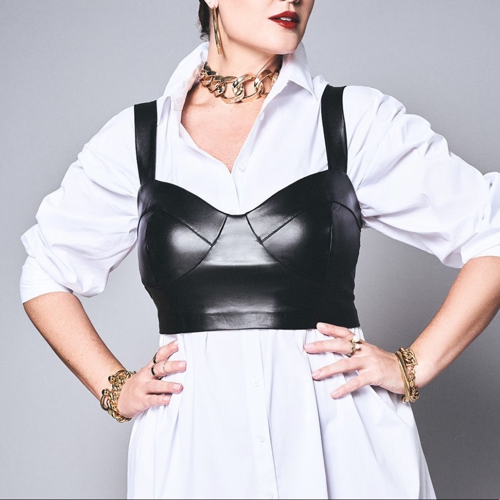 Eloquii  black Faux leather Bustier size 22-24